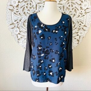 {Rebecca Taylor} Animal Print Silk/Knit Blouse